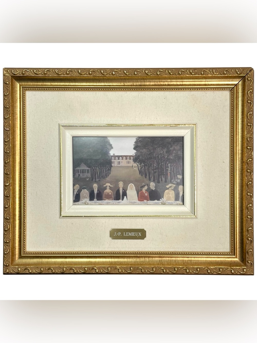 Vintage 1970s Jean-Paul Lemieux Framed Art Print of "Les Noces de Juin"